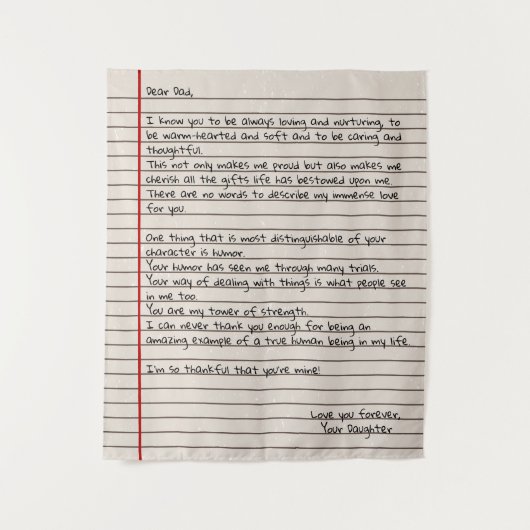 父の日のパパ手紙の贈り物 タペストリー (正面)