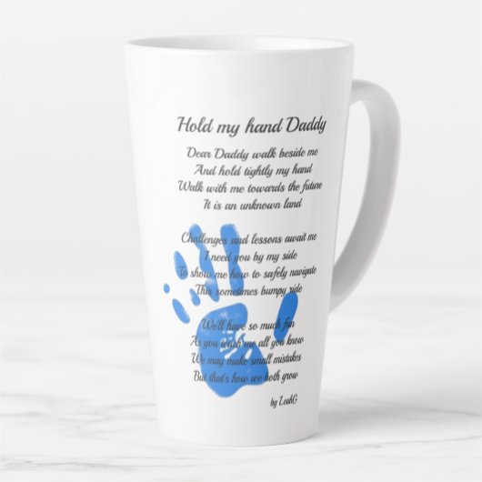 父の日のパパ詩の私の手を保持パパの写真ギフト カフェラテマグ (右アングル)