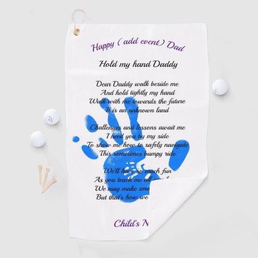 父の日のパパ詩の私の手を保持パパの写真ギフト ゴルフタオル (インサイチュ)