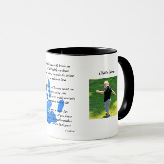 父の日のパパ詩の私の手を保持パパの写真ギフト マグカップ (正面右)