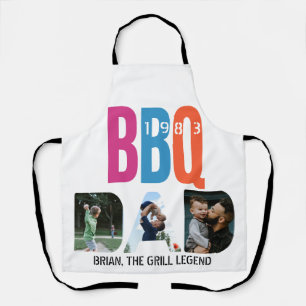 父の日のパパBBQバーベキューマスターフォトコラージュ エプロン