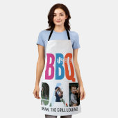 父の日のパパBBQバーベキューマスターフォトコラージュ エプロン (着用した状態)