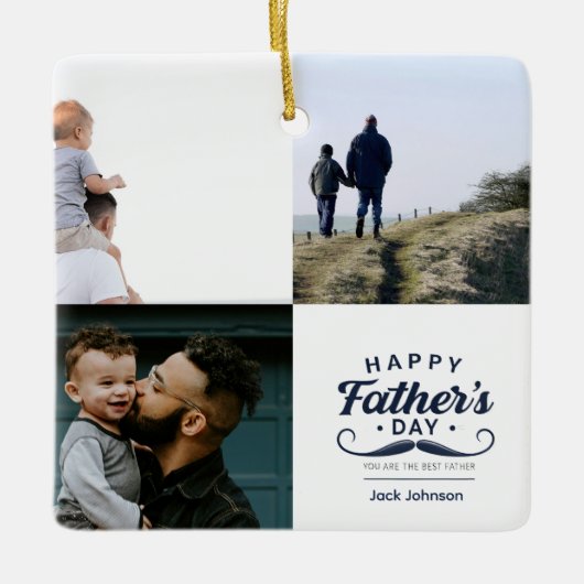 父の日のヒゲトリビュートデザイン セラミックオーナメント (正面)