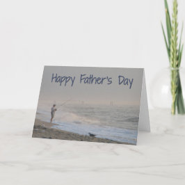 父の日のビーチの魚釣り カード