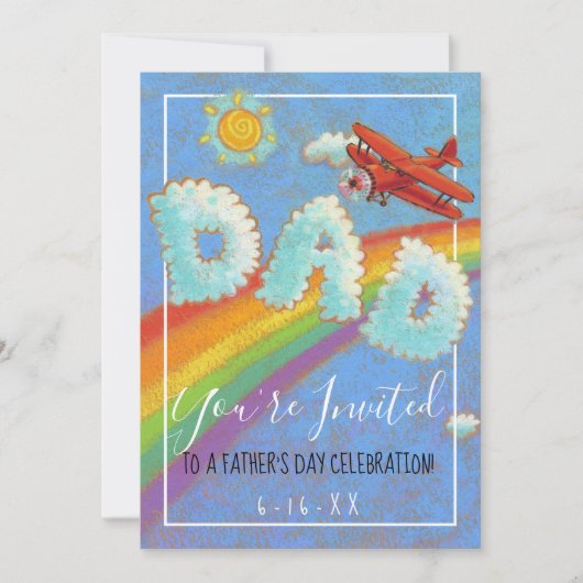 父の日のブランチ飛行機虹 招待状 (正面)