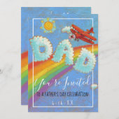 父の日のブランチ飛行機虹 招待状 (正面/裏面)