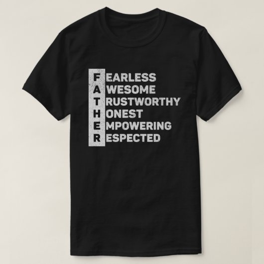 父の日のプレゼントに最適な「The Best Dad Ever」頭字語 Tシャツ (デザイン正面)