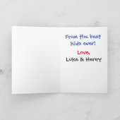 父の日のプレゼントに、世界で最高の父へ子供たちの写真 カード (内部)