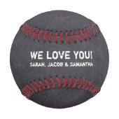 父の日のプレゼント お父さん 私たち愛してるよ チョークボードに刻んで 野球ボール (正面)