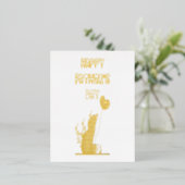 父の日のプレゼント キツネパパ Daddy ギフト きつね お父さん 箔招待状ポストカード (立ち正面)