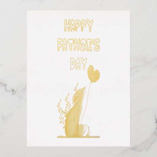 父の日のプレゼント キツネパパ Daddy ギフト きつね お父さん 箔招待状ポストカード (正面)