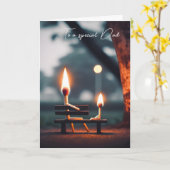 父の日のベンチにマッチ棒 カード (黄色い花)