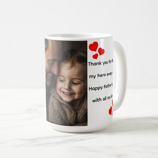 父の日のマグカップとカスタムパパ写真 – ギフト コーヒーマグカップ (正面右)
