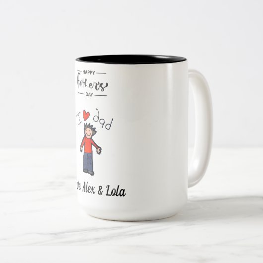 父の日のマグカップ。名パーソナライズされた前 ツートーンマグカップ (正面右)