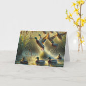 父の日のマラード・アヒル カード (黄色い花)