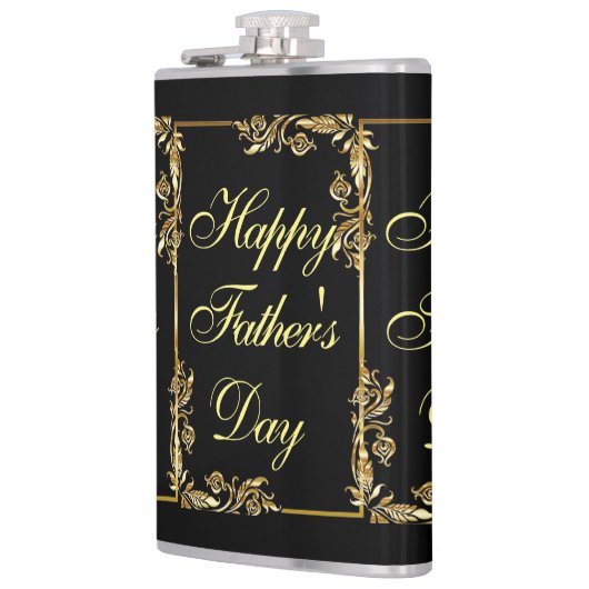 父の日のモダンなカリグラフィー葉のスワール フラスク (左)
