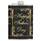 父の日のモダンなカリグラフィー葉のスワール フラスク (正面)