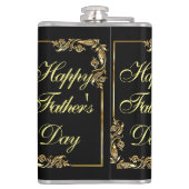 父の日のモダンなカリグラフィー葉のスワール フラスク (裏面)