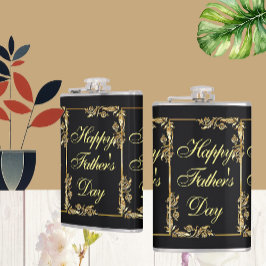 父の日のモダンなカリグラフィー葉のスワール フラスク