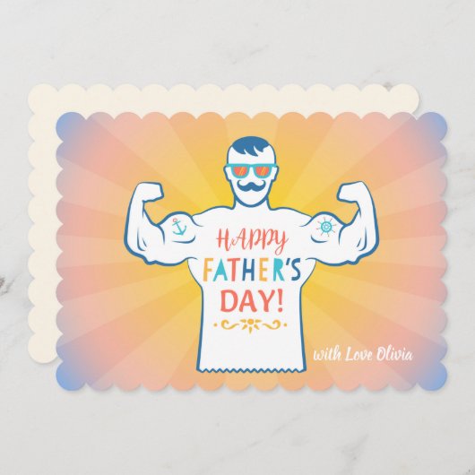 父の日のヴィンテージの招待。 招待状 (正面/裏面)