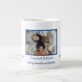 父の日のヴィンテージブルーと写真 ジャンボコーヒーマグカップ (正面)