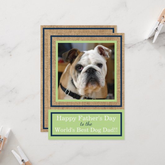 父の日の世界で最も最高のな犬のパパのカスタムの写真 カード (正面/裏面インサイチュ)