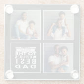 父の日の世界の最高のパパ3 – フォトコラージグレイ ガラスコースター (裏面)