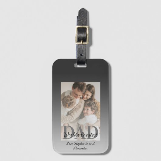 父の日の世界最高のパパと写真 ラゲッジタグ (正面縦)