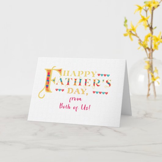 父の日の両方から私たちのワードアートハートカード カード (黄色い花)