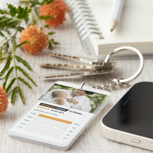 父の日の五つ星おもしろい写真 キーホルダー (正面右)