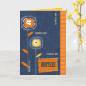 父の日の兄のために。デニムパターン カード (黄色い花)