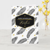 父の日の兄のために。羽毛パターン カード (黄色い花)