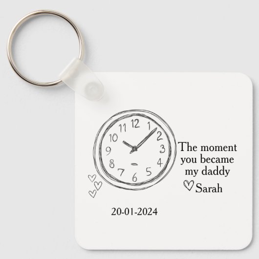 父の日の写真と特別な日付とメッセージ キーホルダー (正面)