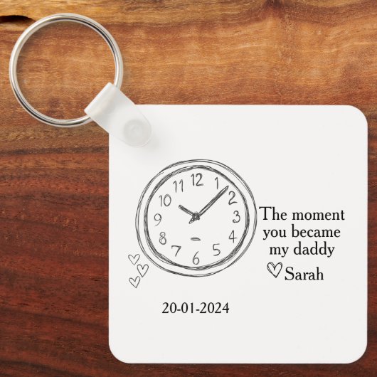 父の日の写真と特別な日付とメッセージ キーホルダー (正面)
