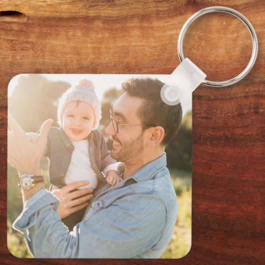 父の日の写真と特別な日付とメッセージ キーホルダー (裏面)