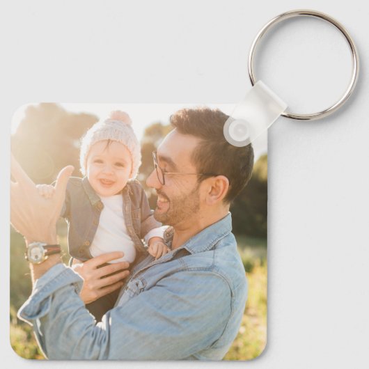 父の日の写真と特別な日付とメッセージ キーホルダー (裏面)