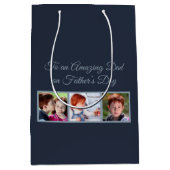 父の日の写真の素晴らしいパパへ ミディアムペーパーバッグ (正面)
