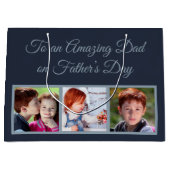 父の日の写真の素晴らしいパパへ ラージペーパーバッグ (正面)