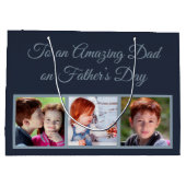父の日の写真の素晴らしいパパへ ラージペーパーバッグ (裏面)