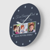 父の日の写真の素晴らしいパパへ ラージ壁時計 (傾斜)
