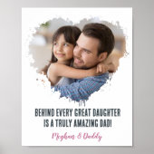 父の日の写真の贈り物から娘ハート ポスター (正面)