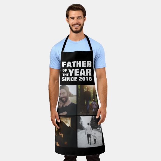 父の日の写真カスタムコラージュ父の年 エプロン (着用した状態)