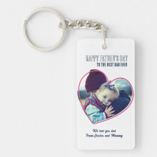 父の日の写真カスタムハートフレームクールパパ キーホルダー