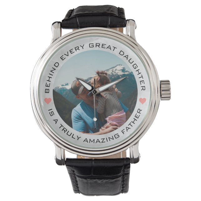 父の日の写真カスタムハート 腕時計 (正面)