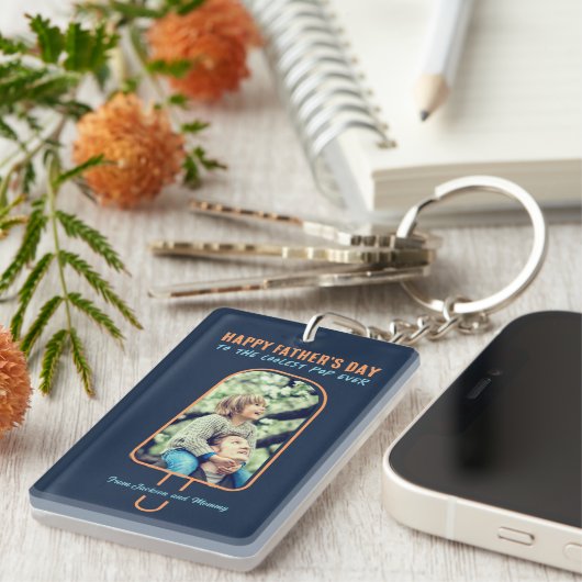 父の日の写真カスタムパパおもしろいポプクールシクル キーホルダー (正面右)