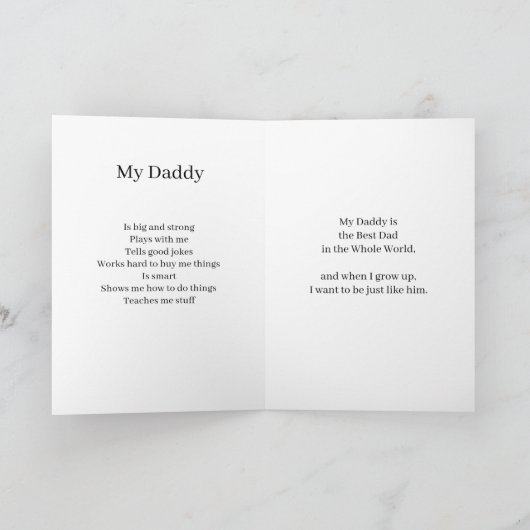 父の日の写真カード 息子からの尊敬の気持ち カード (内部)
