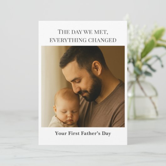 父の日の写真カード – 私たちが会った日 招待状 (スタンド正面)