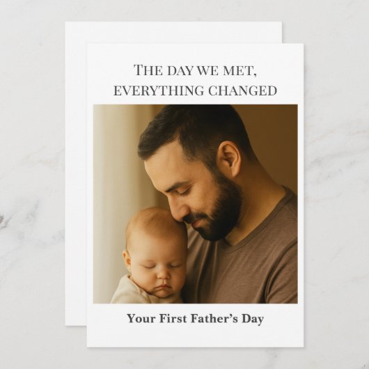 父の日の写真カード – 私たちが会った日 招待状 (正面/裏面)