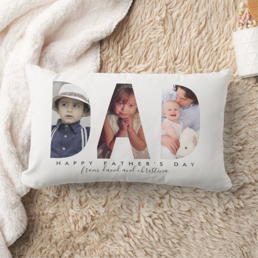 父の日の写真コラージュのギフトパーソナライズされたについて ランバークッション (ブランケット)