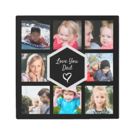 父の日の写真コラージュ黒金属壁画 メタルプリント